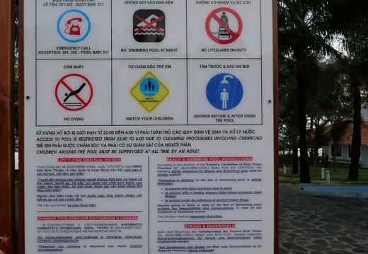 Vietnam - Mue Ne - Phu Hai Pool Rules